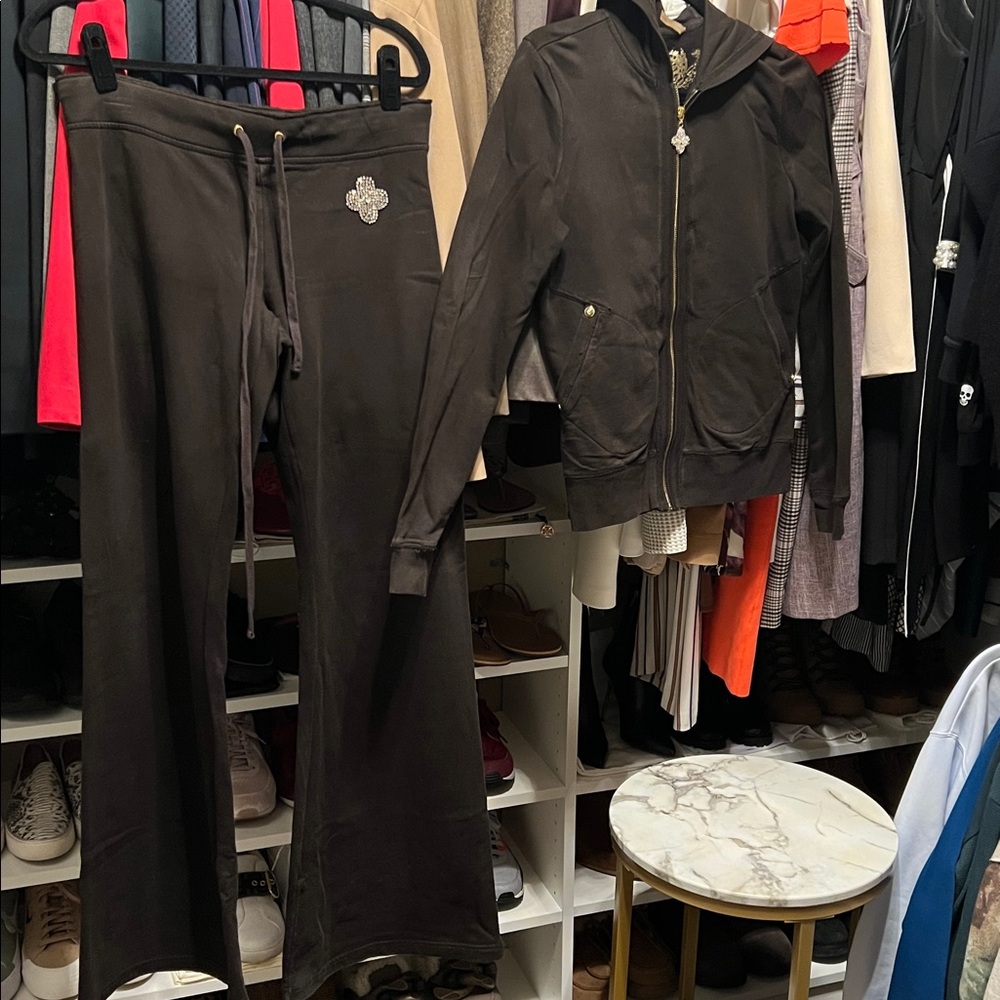 TWISTED HEART Black Tracksuit with Cross Detail